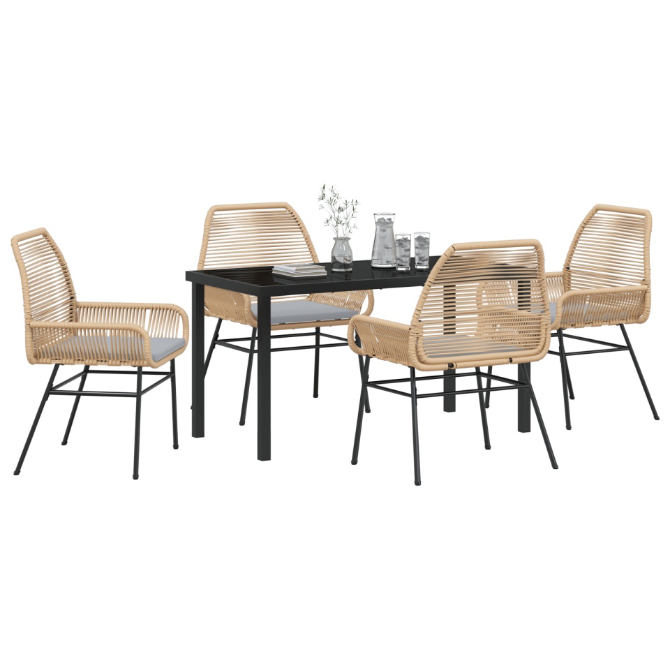 Set de Dining pentru Grădină cu Perne Maro Poliratan - 2 | YEO