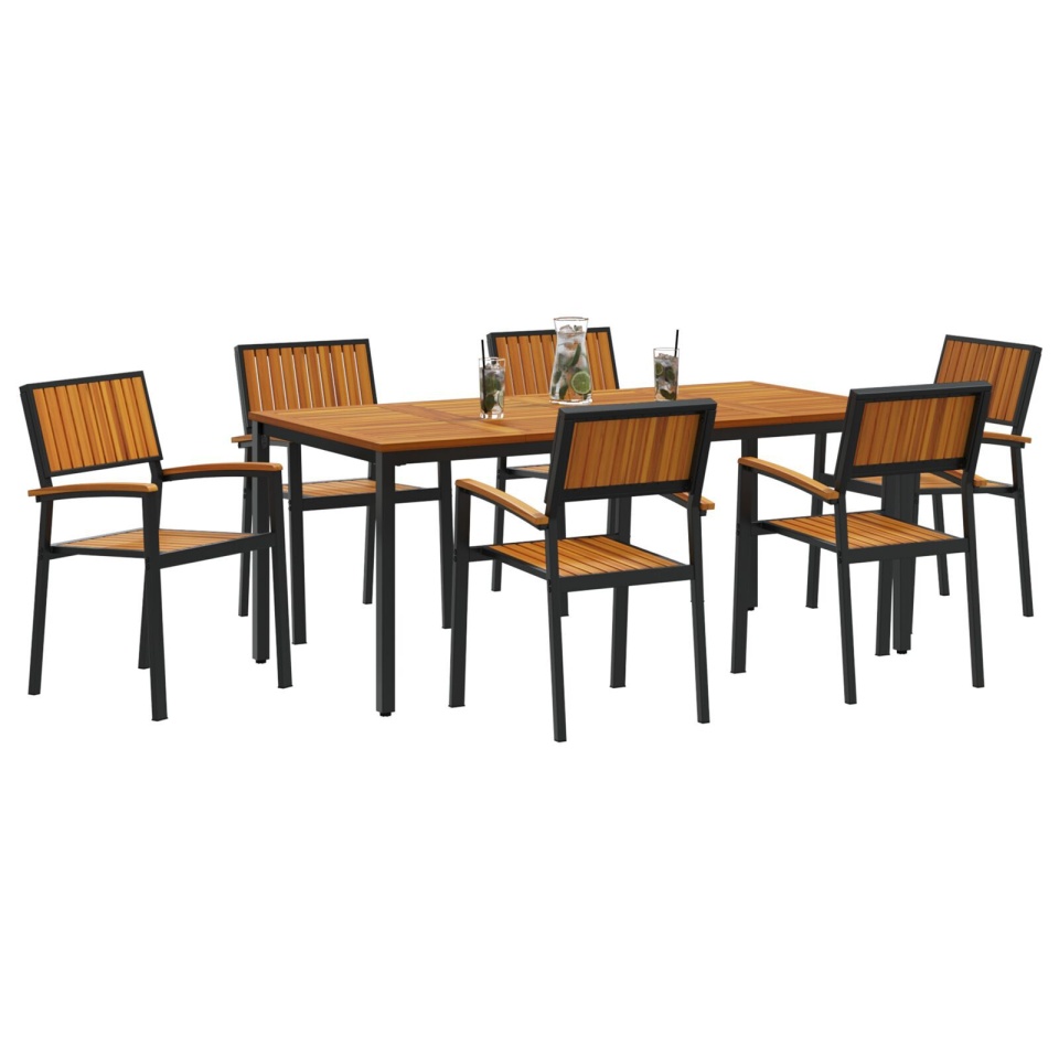 Set de dining pentru grădină de 7 piese din lemn masiv de acacia și metal - 2 | YEO