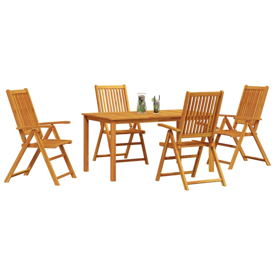 Set de dining pentru grădină din 5 piese din lemn masiv de acacia, pliabil - 2 | YEO