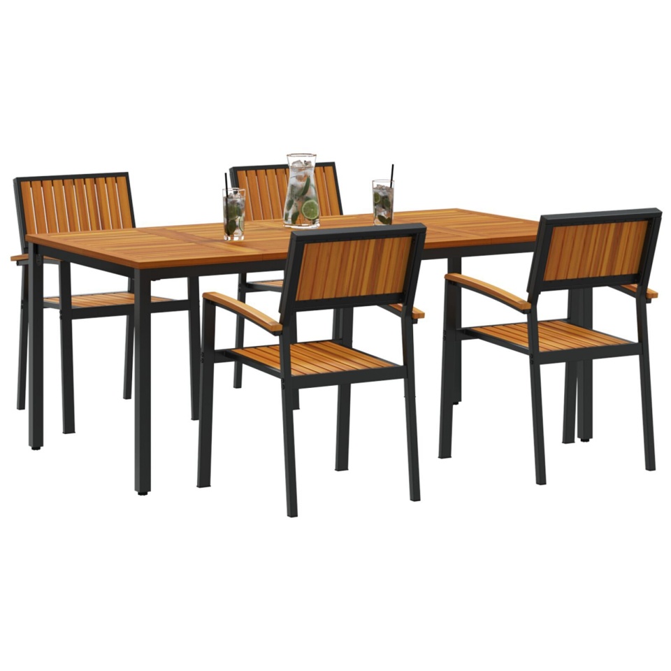 Set de dining pentru grădină din 5 piese din lemn solid de acacia și metal - 2 | YEO