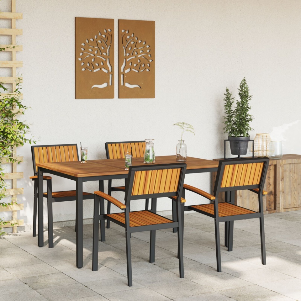 Set de dining pentru grădină din 5 piese din lemn solid de acacia și metal - 3 | YEO