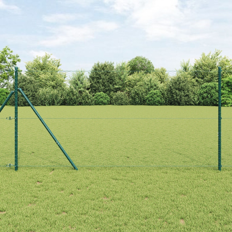 Set de Împrejmuire Set de 2 Verde Oțel cu PVC 25 x 1.2 m