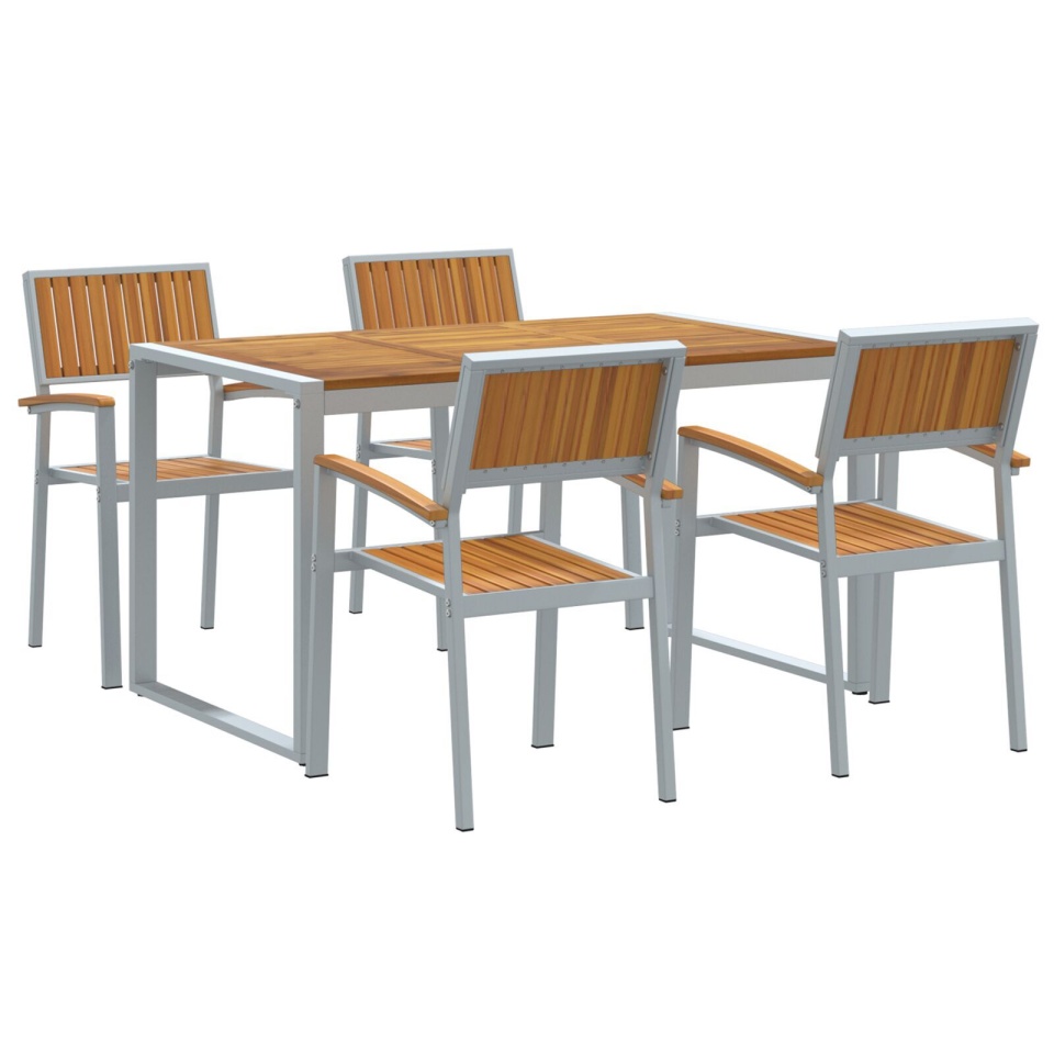 Set de masă 5 piese din lemn solid de acacia și metal - 1 | YEO