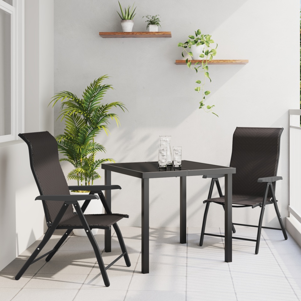 Set de Masă pentru Grădină 3 Piese Negru Ratan Poli