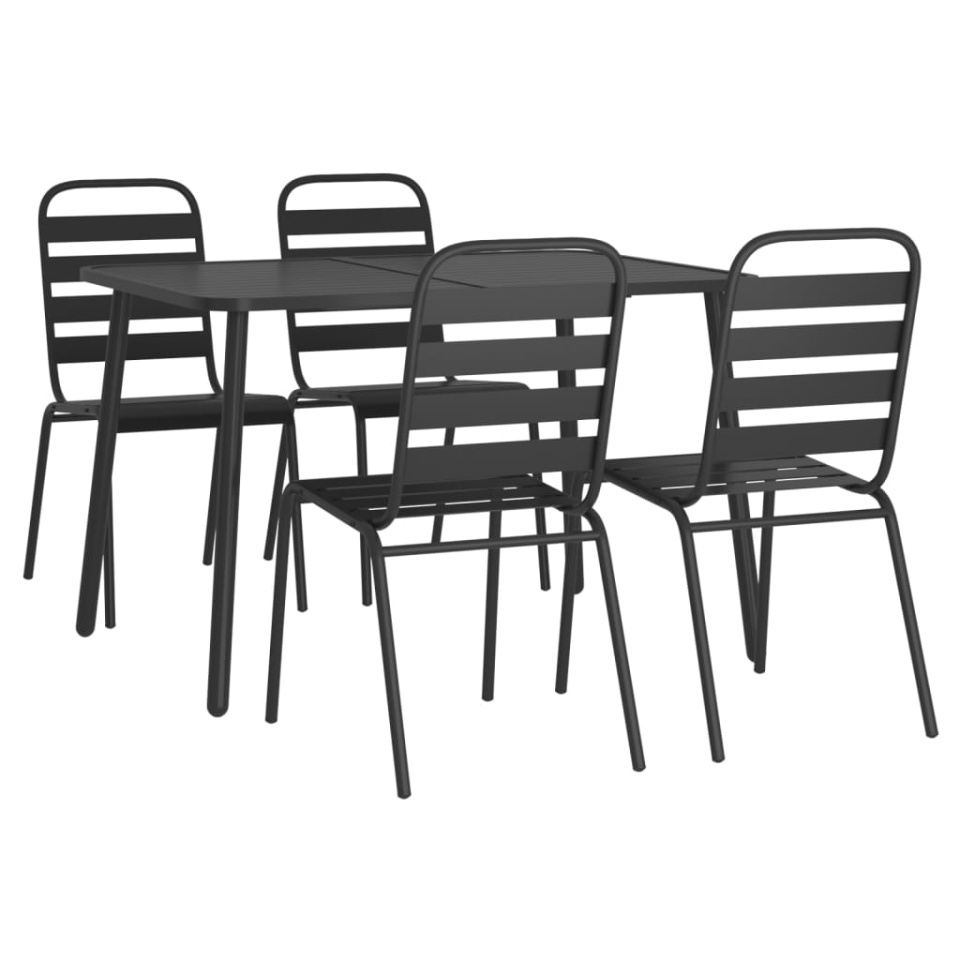 Set de masă pentru grădină, 5 piese, antracit, oțel - 2 | YEO
