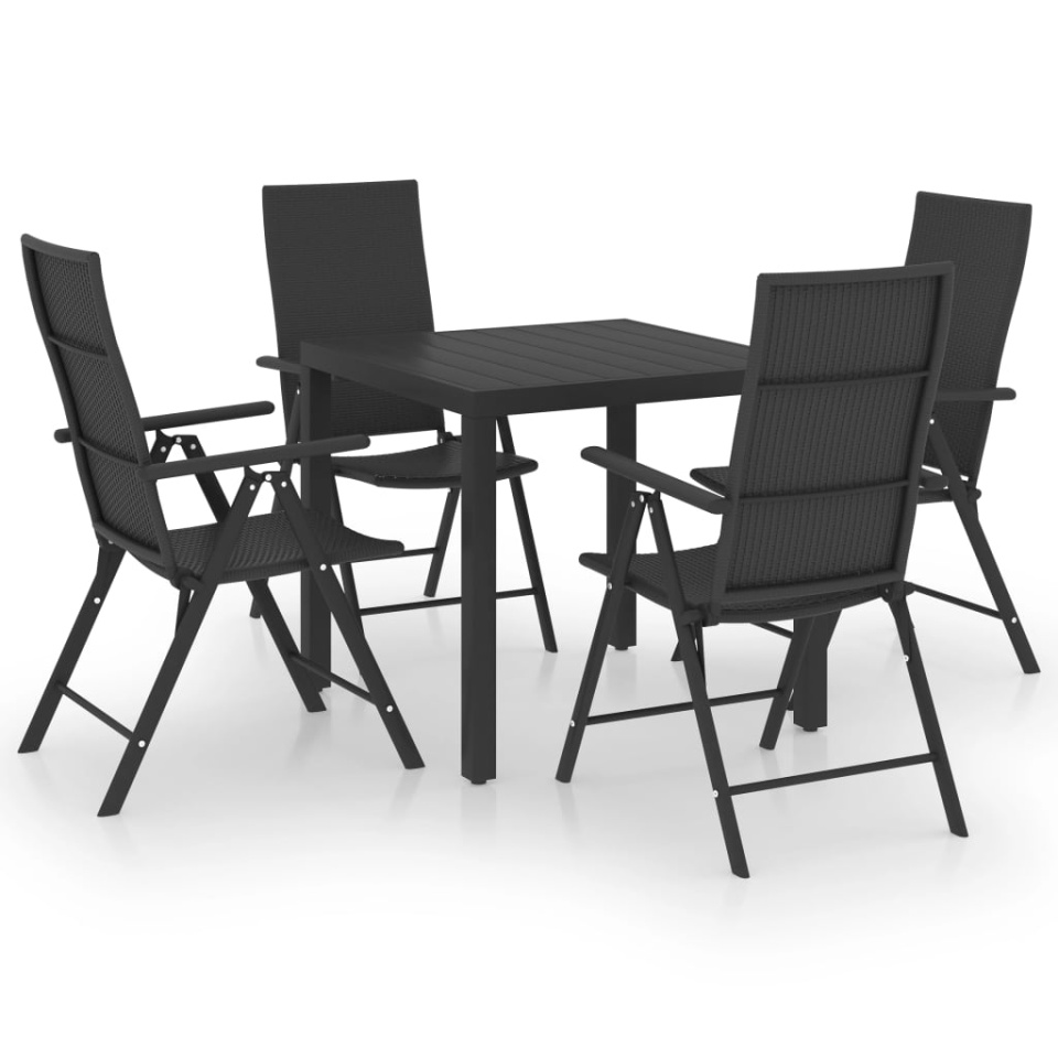 Set de masă pentru grădină, 5 piese, negru - 1 | YEO
