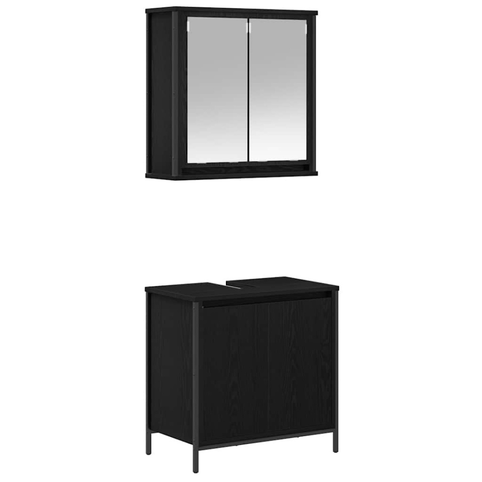 Set de mobilier de baie din 2 piese din lemn de stejar negru - 1 | YEO