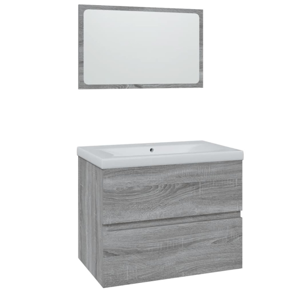 Set de mobilier de baie, gri sonoma, lemn prelucrat - 1 | YEO