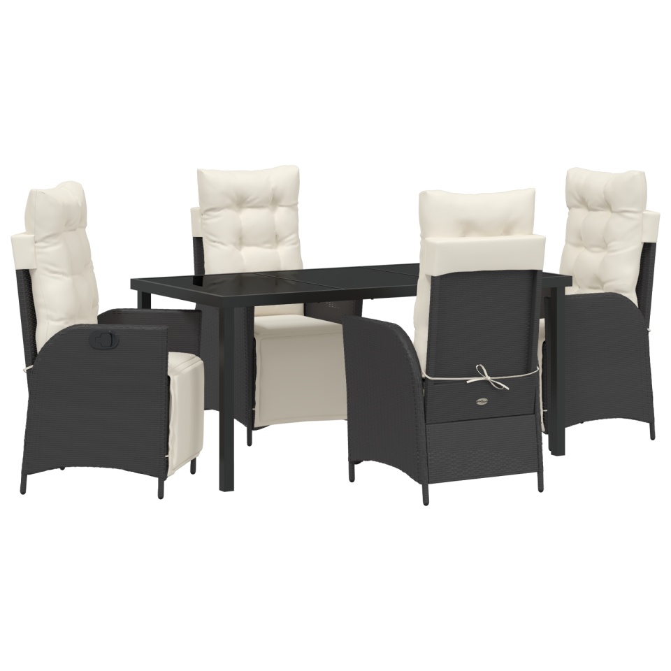 Set de Mobilier de Grădină cu 5 Piese Negru din Poliratan - 1 | YEO