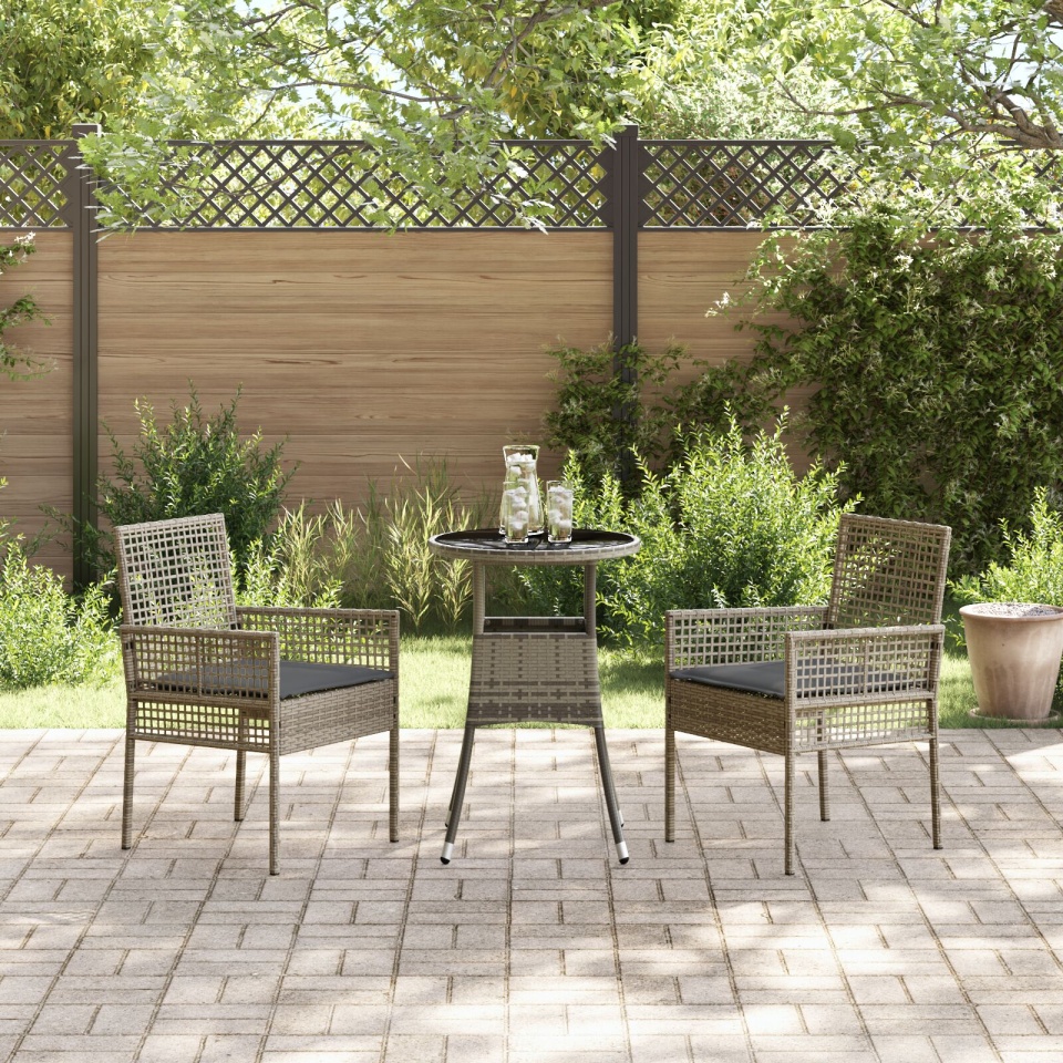 Set de Mobilier pentru Dining Set de 3 Gri Ratan Rezistent - 3 | YEO