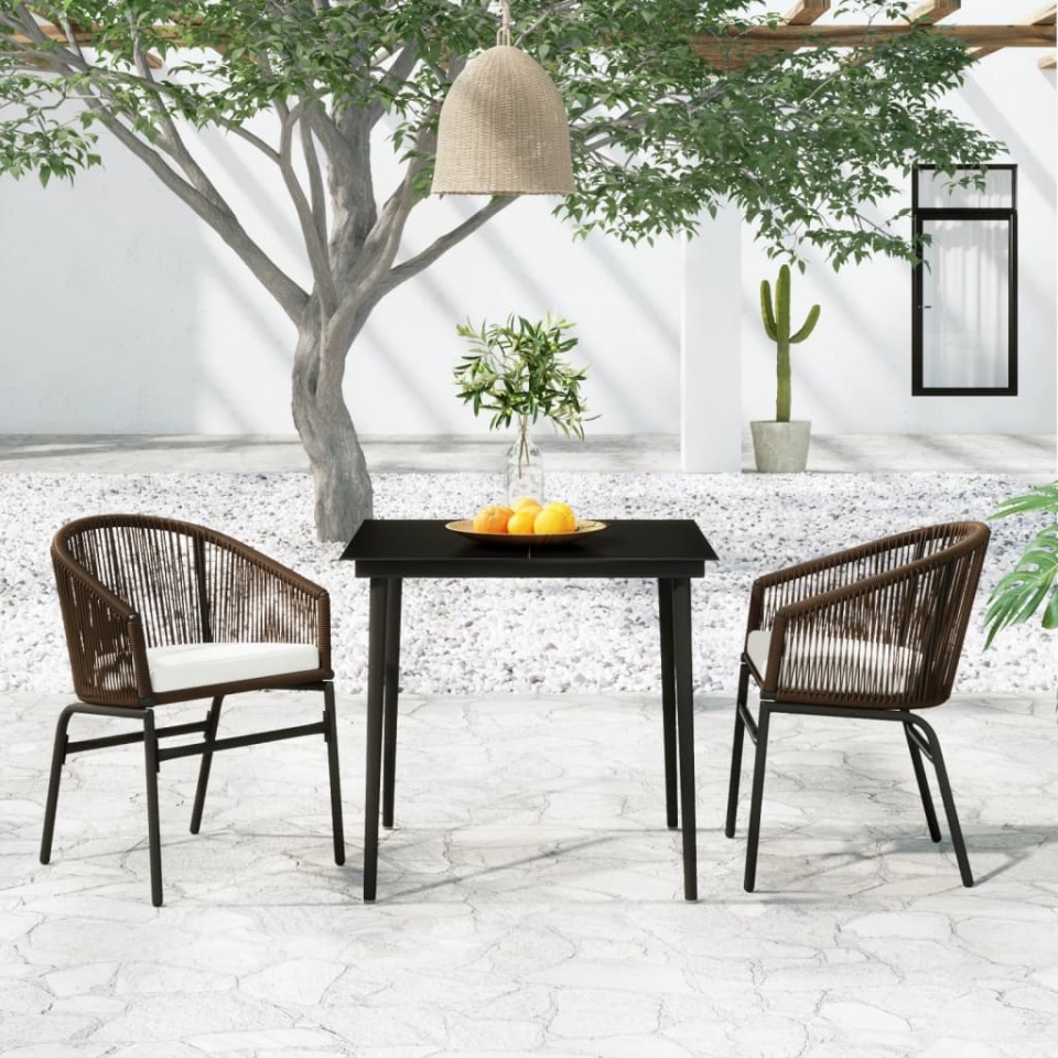 Set de mobilier pentru grădină, 3 piese, maro