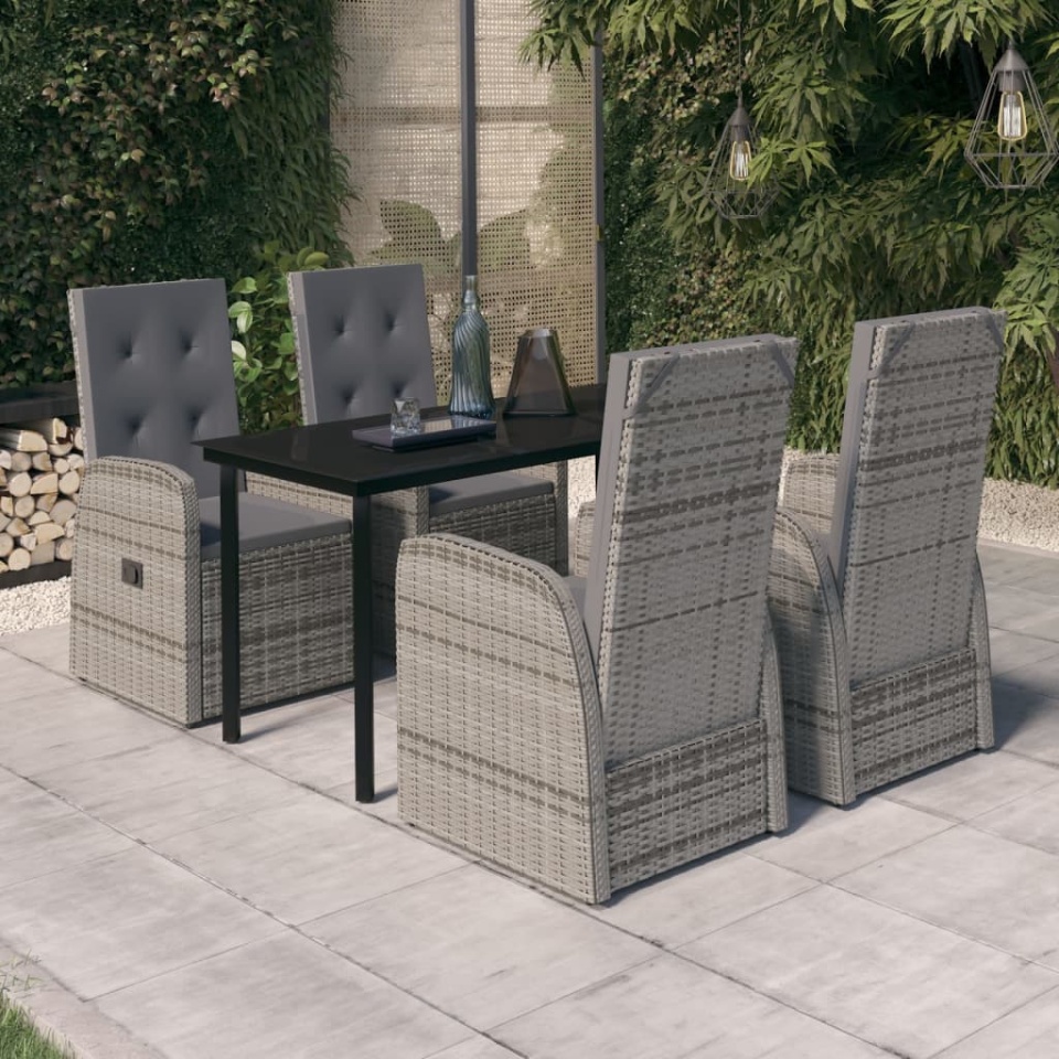 Set de mobilier pentru grădină, cu perne, 5 piese, gri