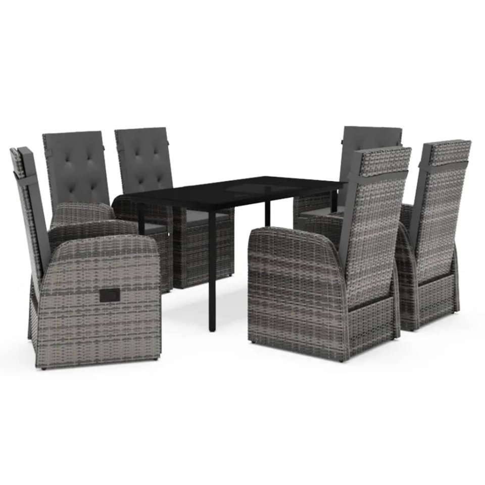 Set de mobilier pentru grădină, cu perne, 7 piese, gri - 1 | YEO