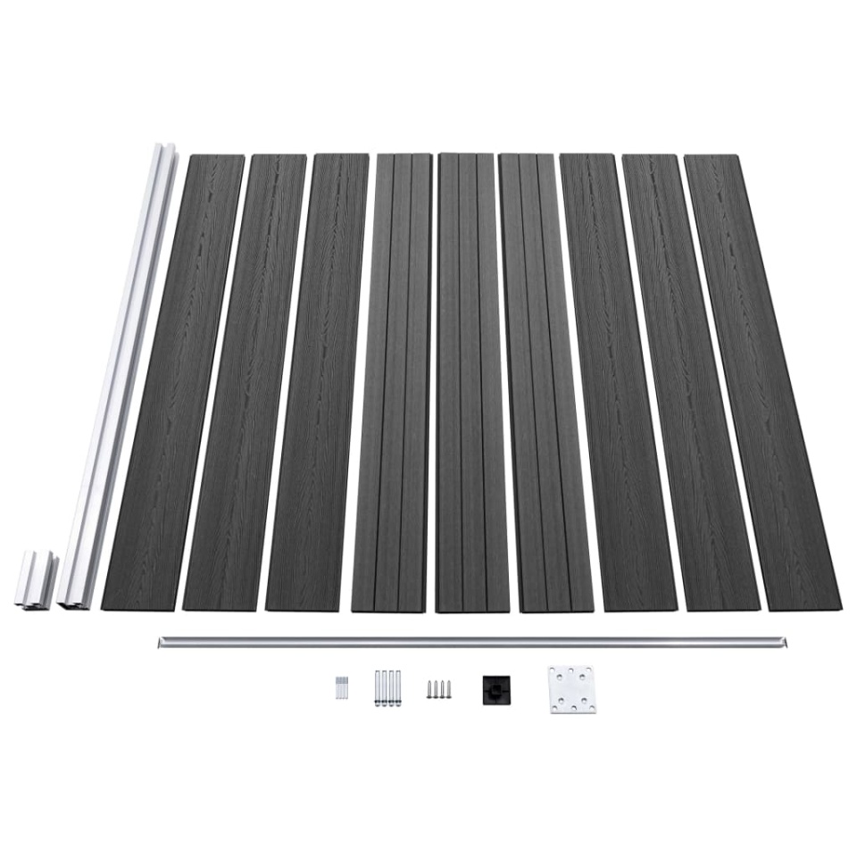 Set de panouri de gard, negru, 699x186 cm, WPC - 4 | YEO