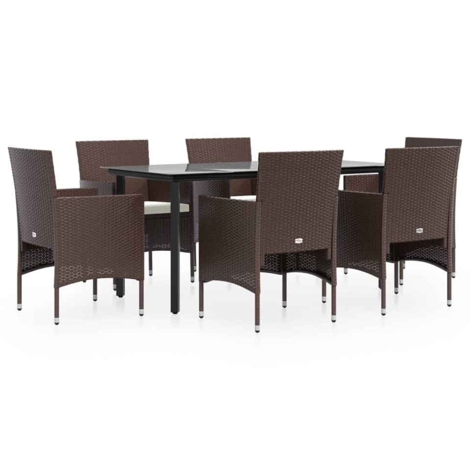 Set de servit masa pentru grădină, 7 piese, maro și negru - 1 | YEO