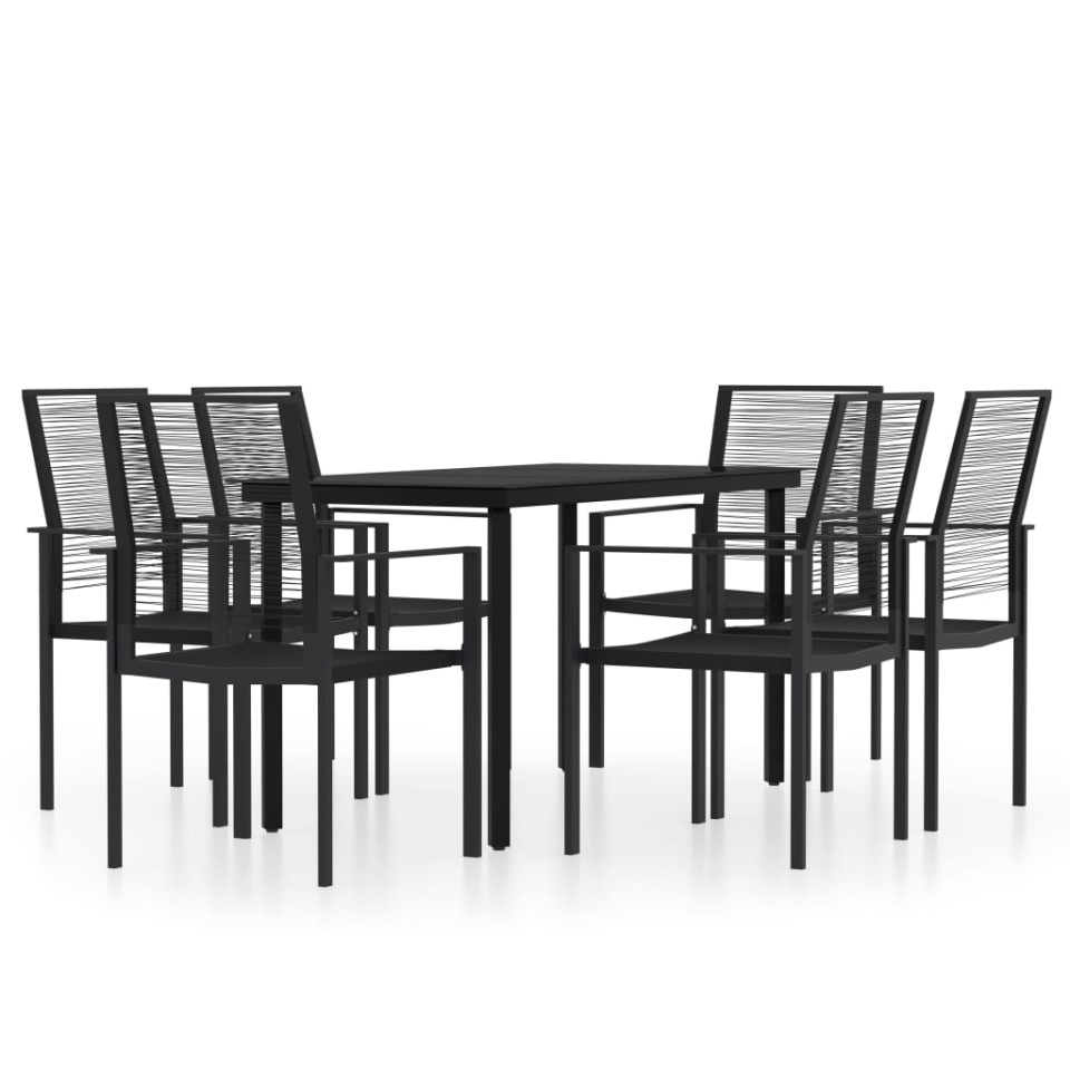 Set de servit masa pentru grădină, 7 piese, negru - 1 | YEO