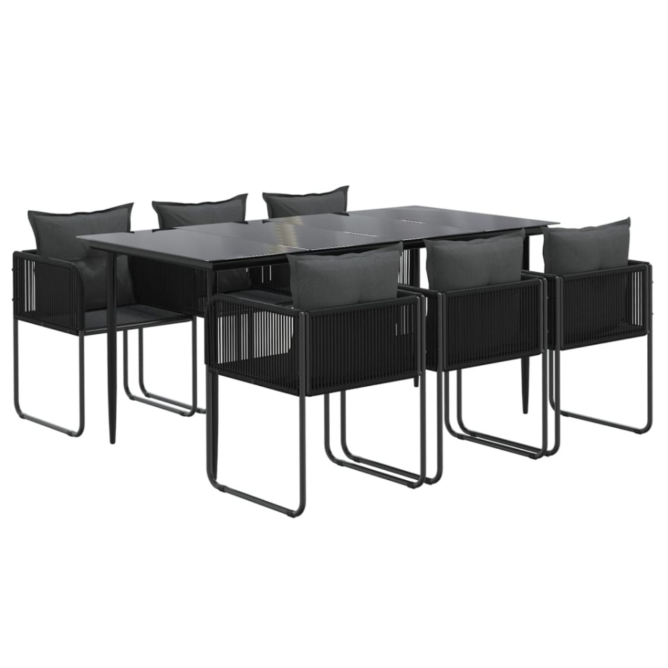 Set de servit masa pentru grădină, 7 piese, negru - 2 | YEO