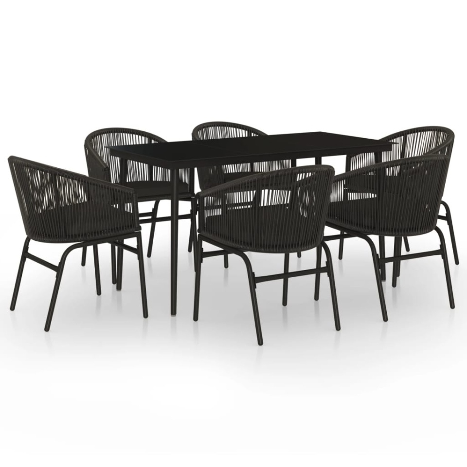 Set de servit masa pentru grădină, 7 piese, negru - 1 | YEO