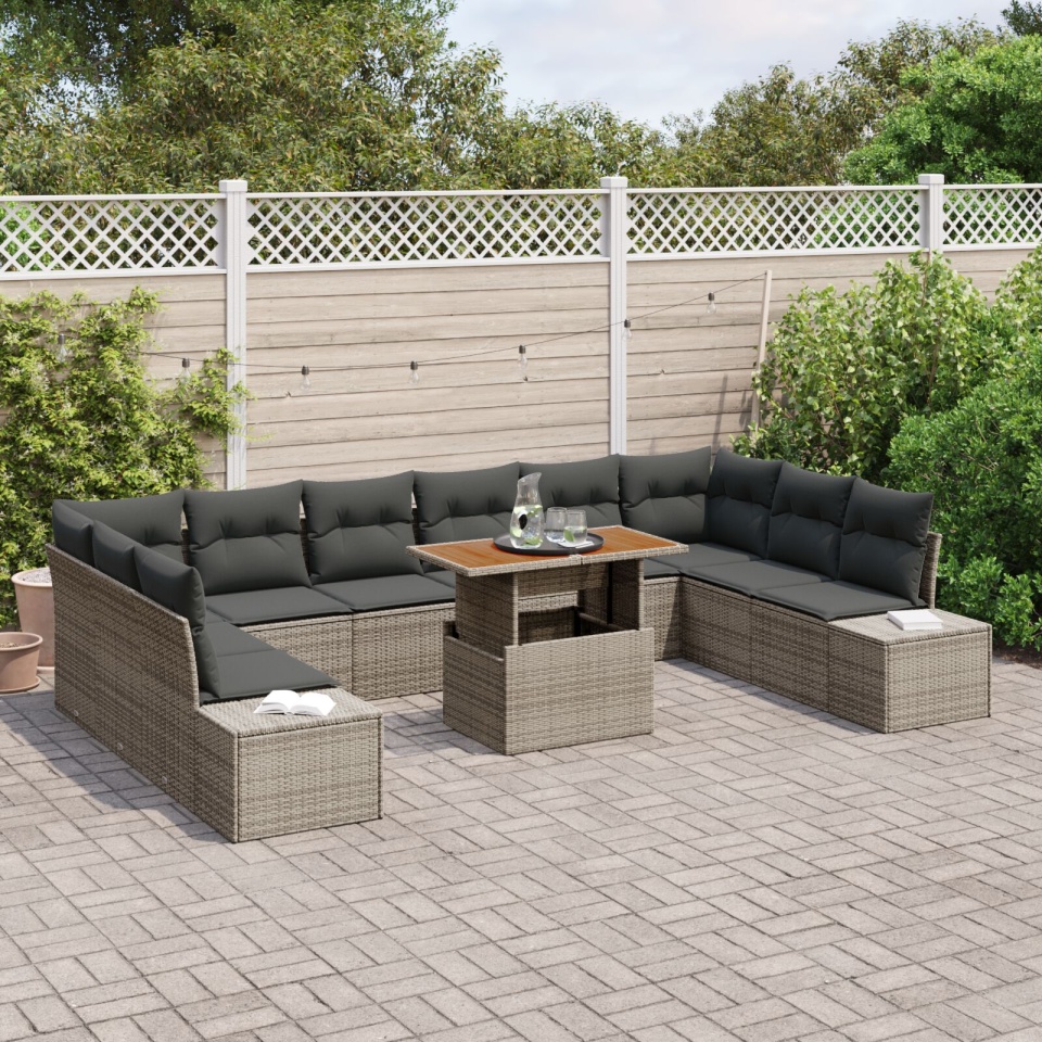 Set de sofa pentru grădină Set de 11 Gri, Gri închis - 2 | YEO