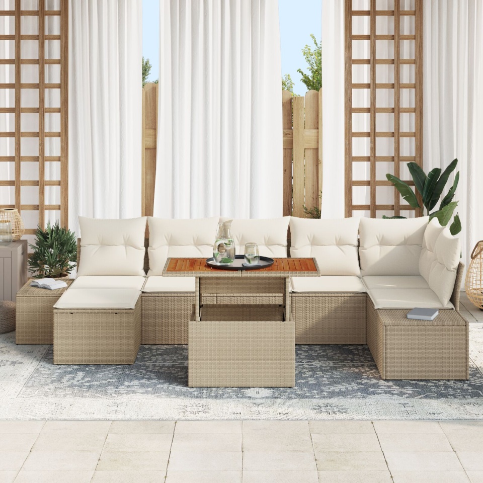 Set de Sofa pentru Grădină Set de 8 Bej - 2 | YEO