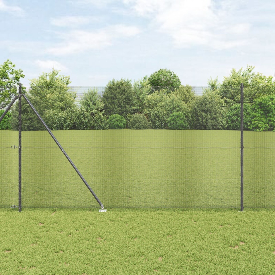 Set de Stâlpi de Gard Set de 2 Gri Oțel 25 x 1.5 m Durabil