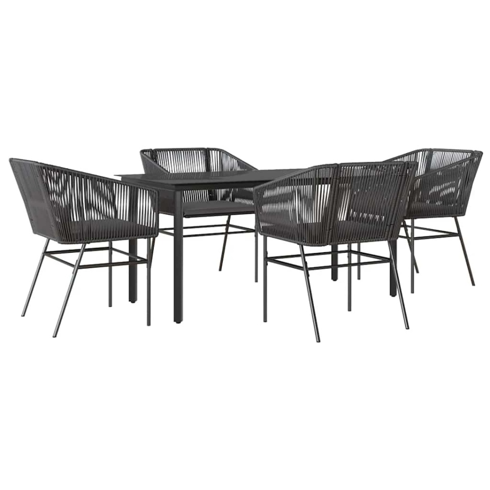 Set de sufragerie de grădină 5 piese neagră Sticlă Poly Rattan - 1 | YEO