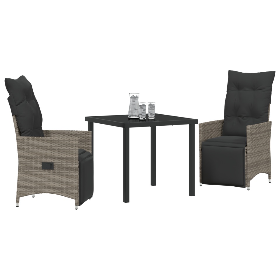 Set dining grădină cu perne Gri Poliratan - 2 | YEO