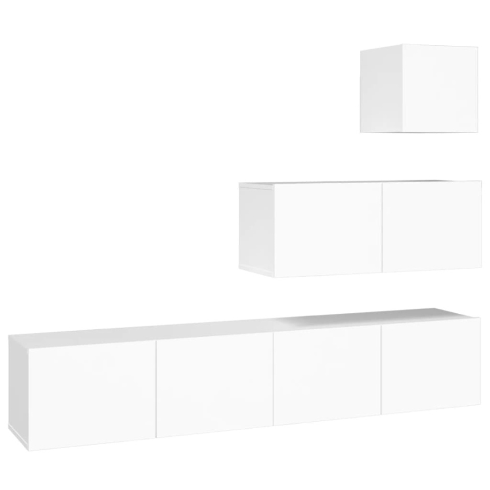 Set dulap TV, 4 piese, alb, lemn prelucrat - 1 | YEO