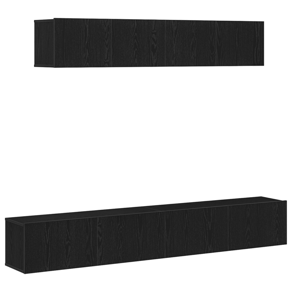 Set dulap TV, 4 piese, negru, lemn prelucrat - 1 | YEO