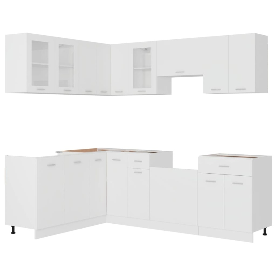 Set dulapuri de bucătărie, 11 piese, alb, PAL - 2 | YEO