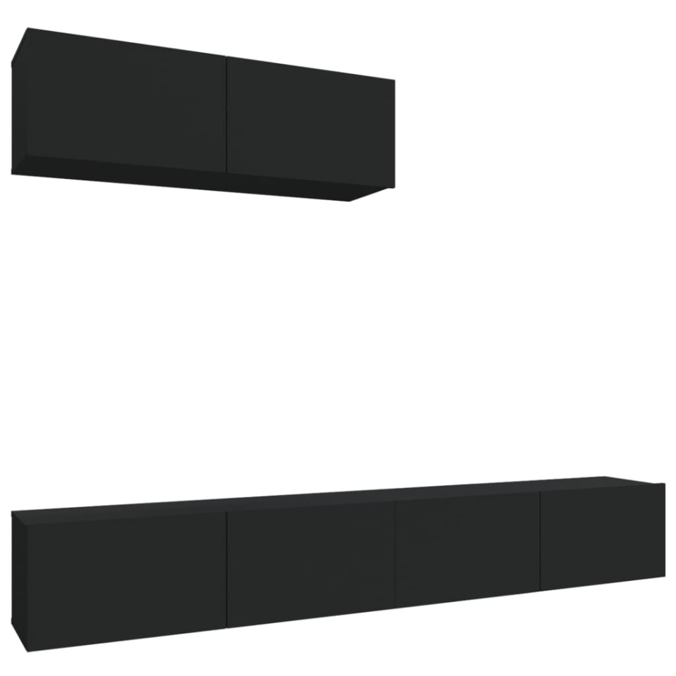 Set dulapuri TV, 3 piese, negru, lemn prelucrat - 1 | YEO