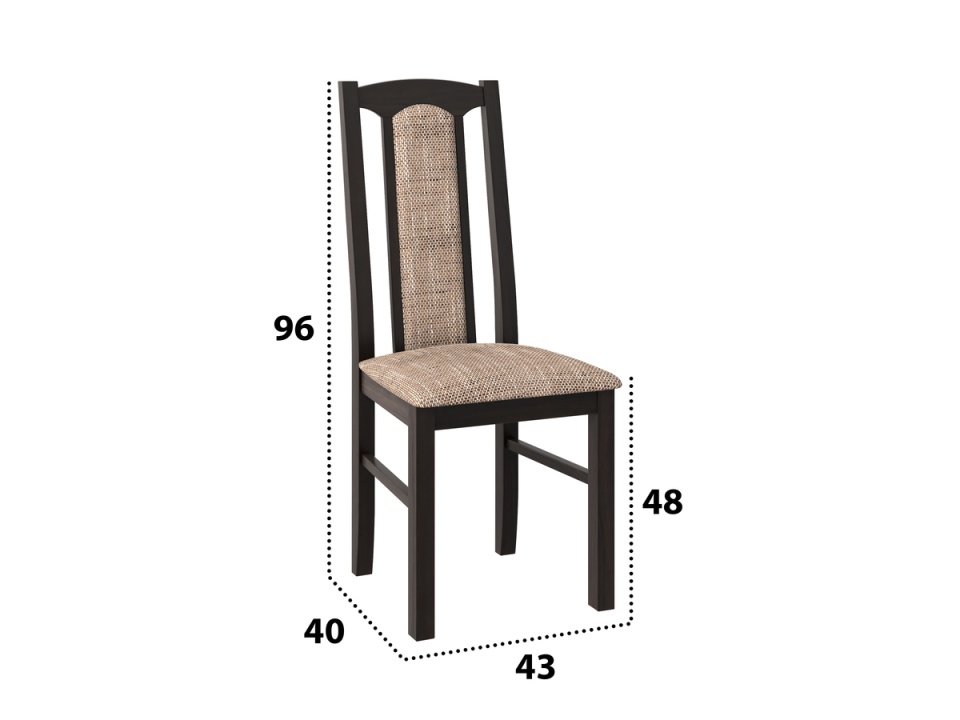 Set masa extensibila Kan 100x135 cm, lemn masiv, culoare wenge, blat din mdf cu 4 scaune tapitate S-37 Boss7 w2, stofa - 3 | YEO