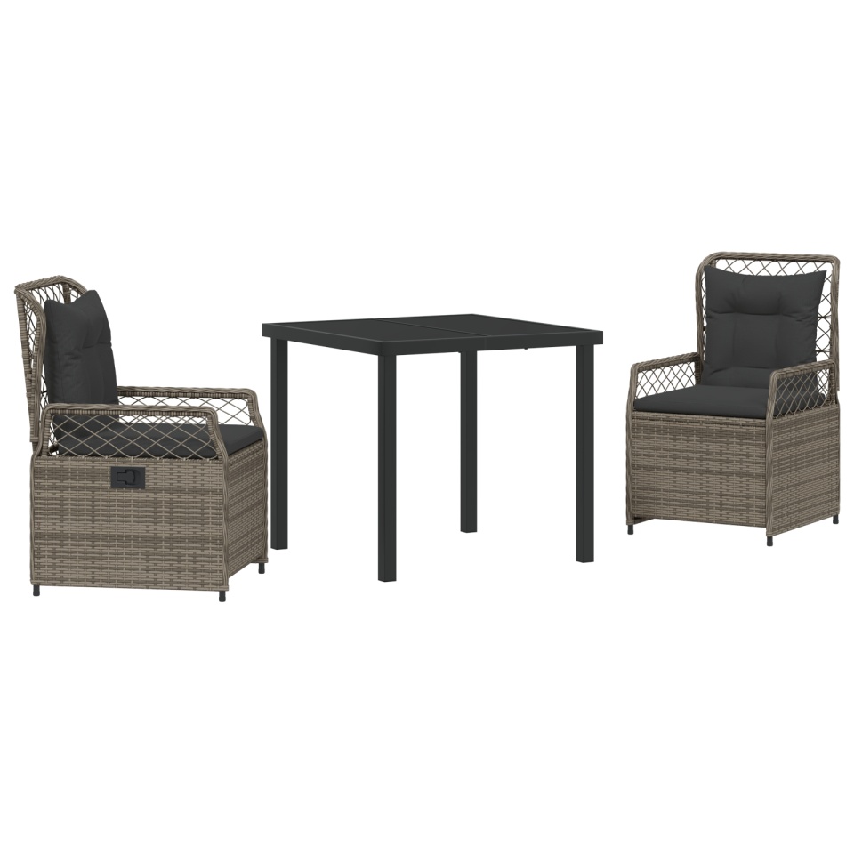 Set masă grădină 3 piese gri din rattan polimeric - 1 | YEO
