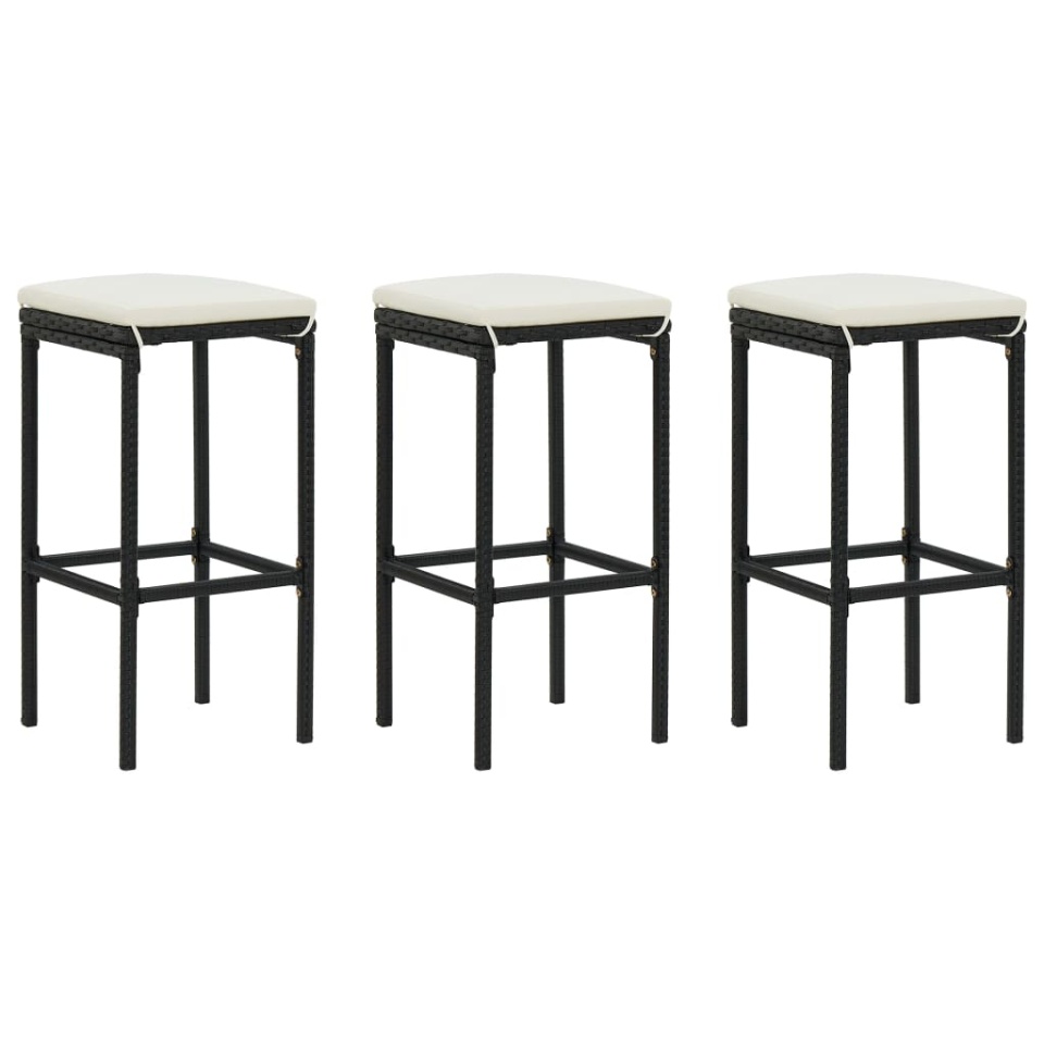 Set mobilier bar de grădină cu perne, 4 piese, negru - 2 | YEO