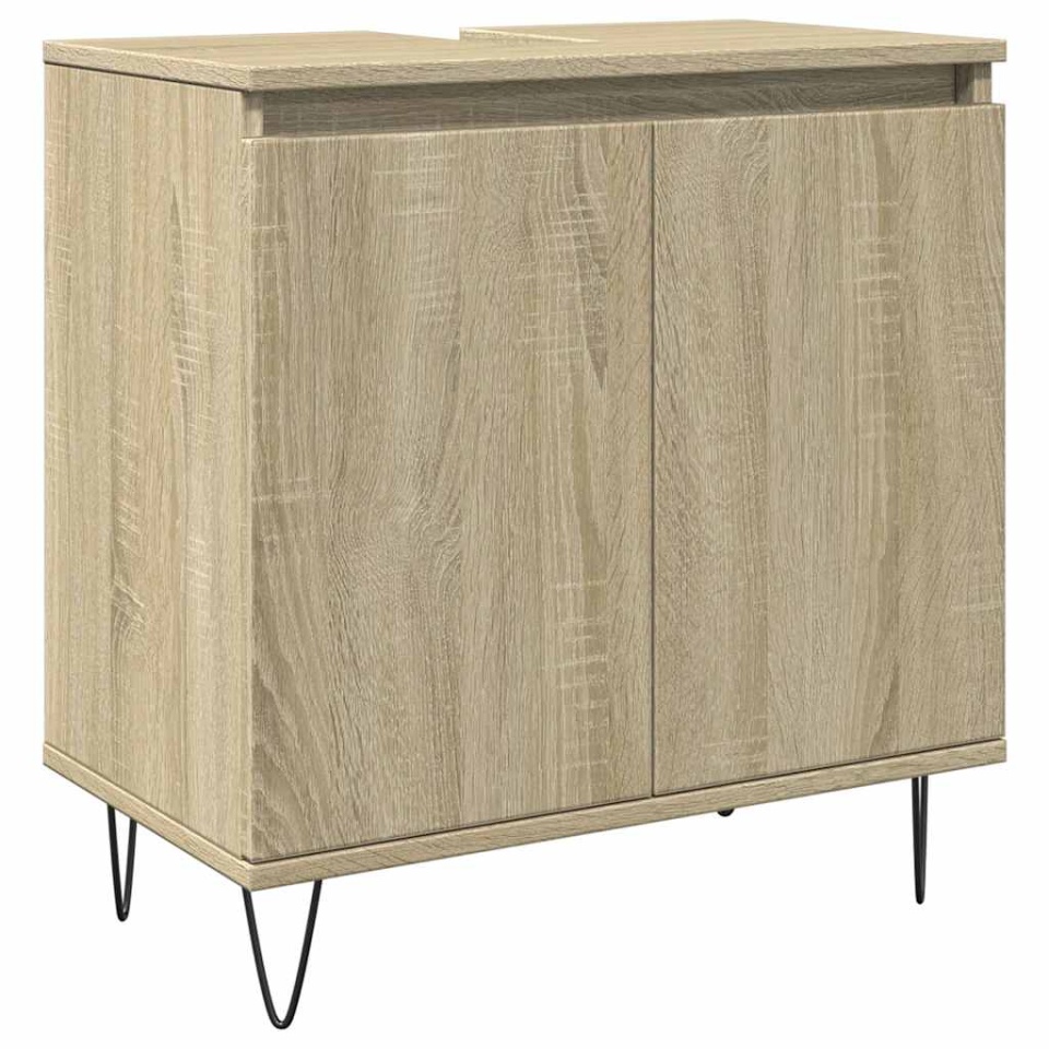 Set mobilier de baie, 3 piese, stejar sonoma, lemn prelucrat - 3 | YEO