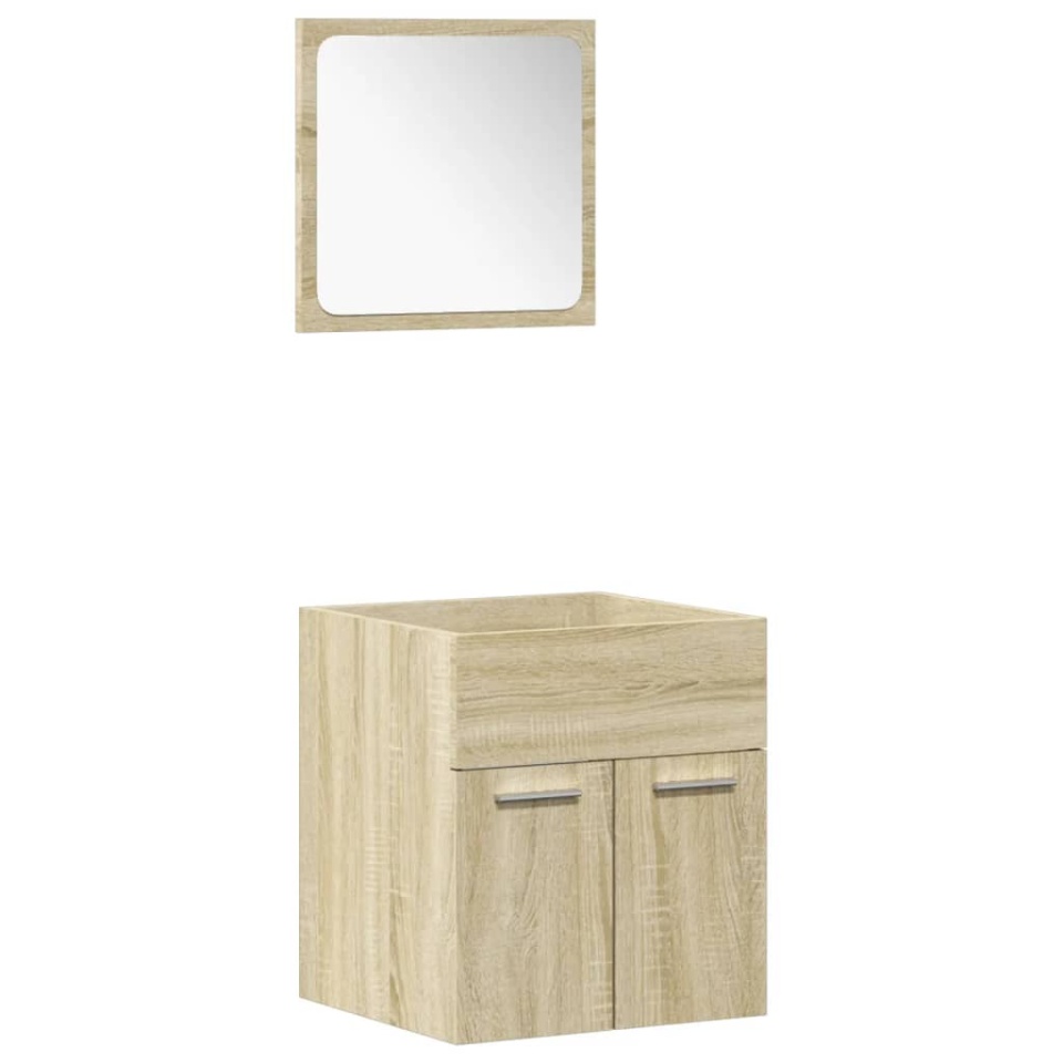 Set mobilier de baie, 4 piese, stejar sonoma, lemn prelucrat - 3 | YEO
