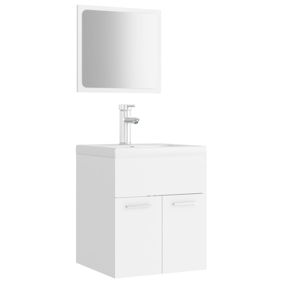 Set mobilier de baie, alb, lemn prelucrat - 1 | YEO