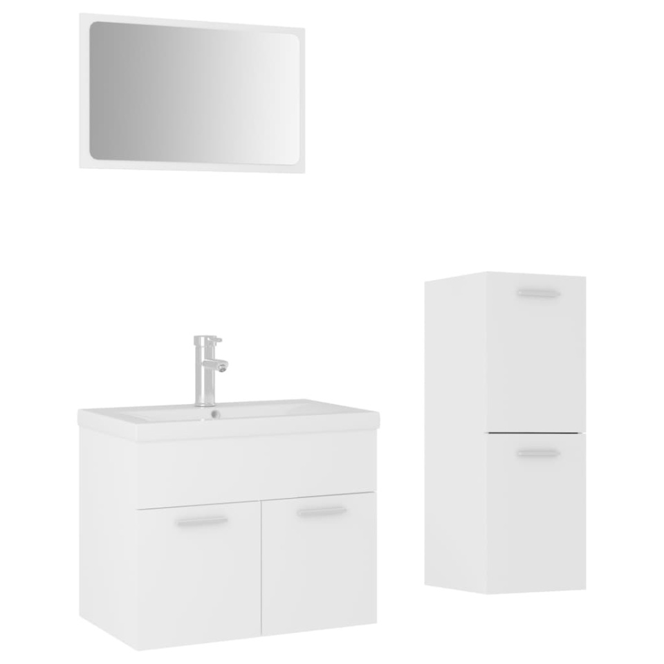 Set mobilier de baie, alb, lemn prelucrat - 1 | YEO