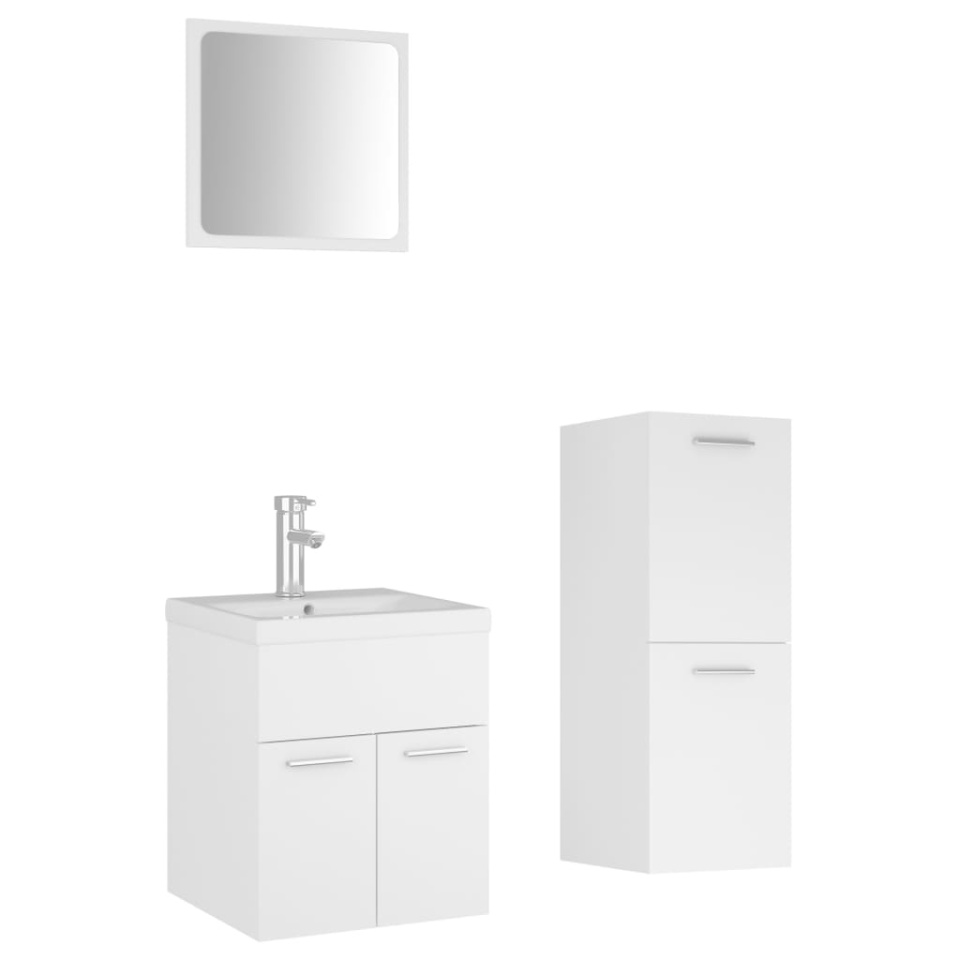 Set mobilier de baie, alb, lemn prelucrat - 1 | YEO