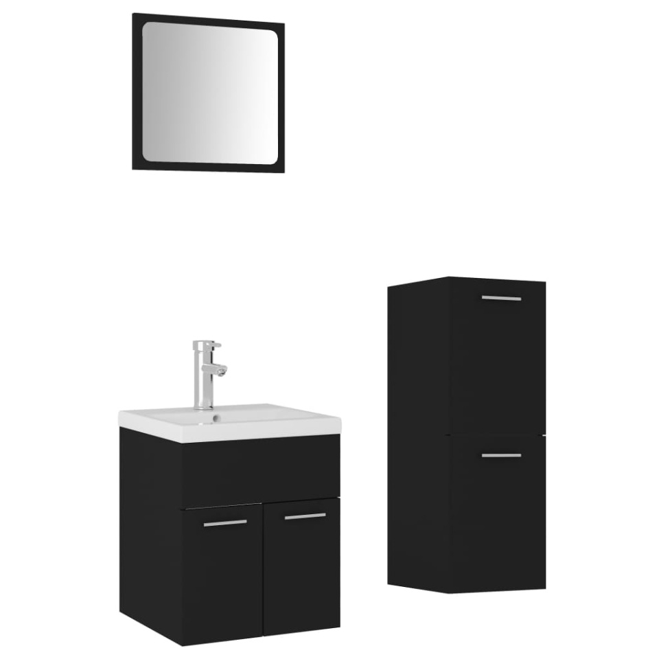 Set mobilier de baie, negru, lemn prelucrat - 1 | YEO