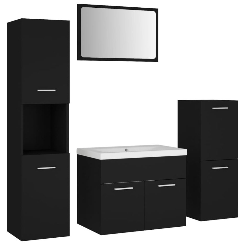 Set mobilier de baie, negru, lemn prelucrat - 1 | YEO