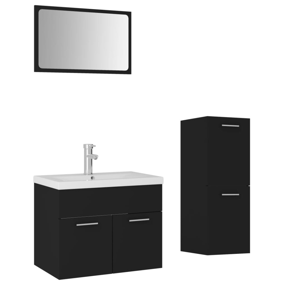 Set mobilier de baie, negru, lemn prelucrat - 1 | YEO
