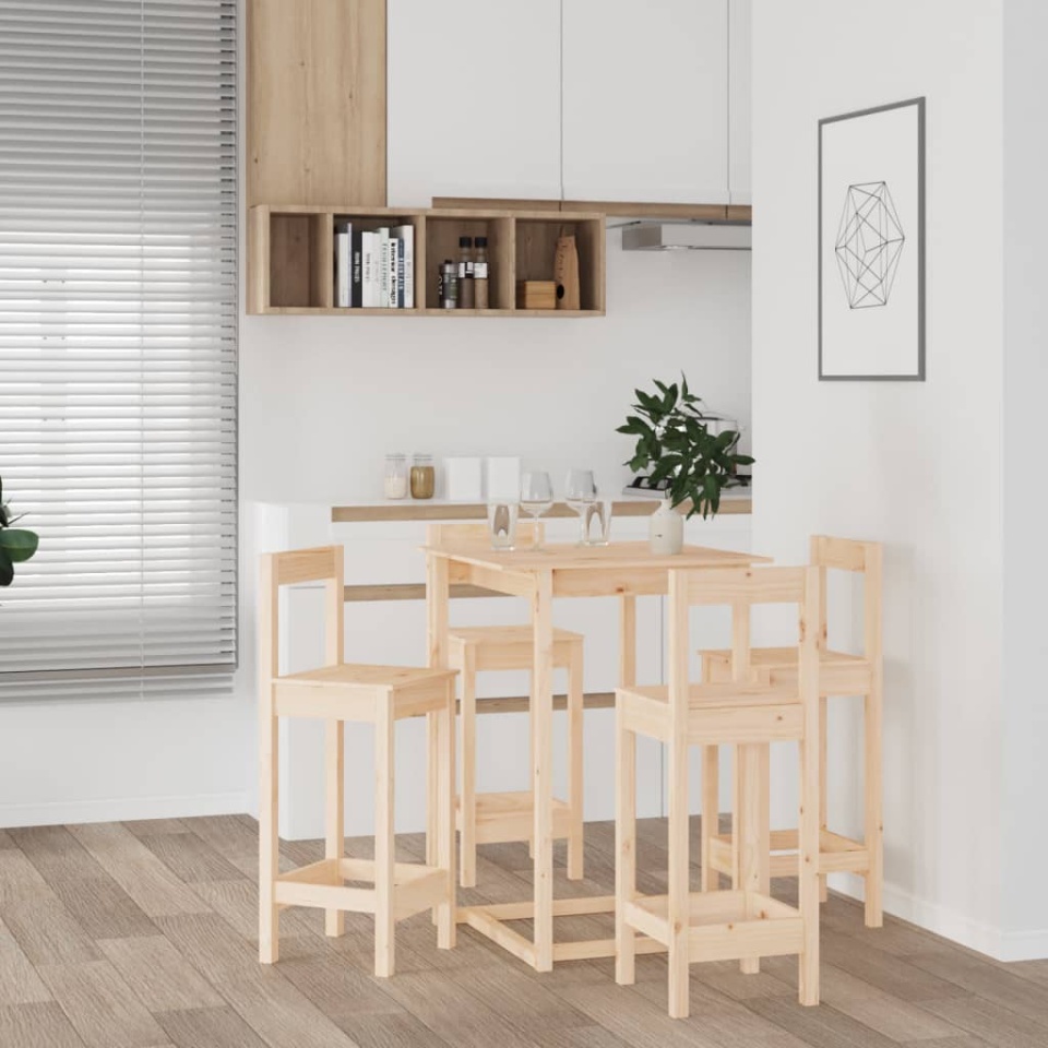 Set mobilier de bar, 5 piese, lemn masiv de pin - 4 | YEO