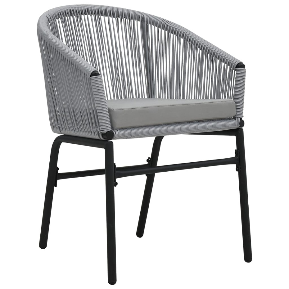 Set mobilier de bistro cu perne, 3 piese, gri, ratan PE - 3 | YEO