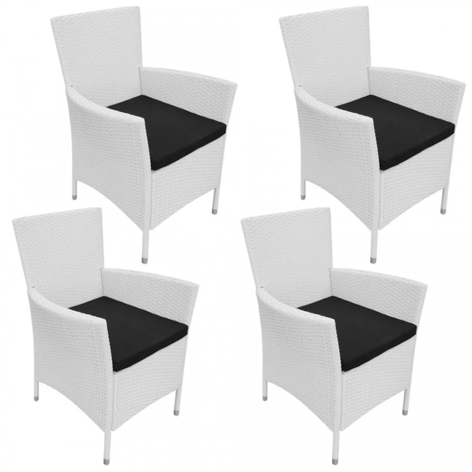 Set mobilier de exterior, 5 piese, alb crem, poliratan