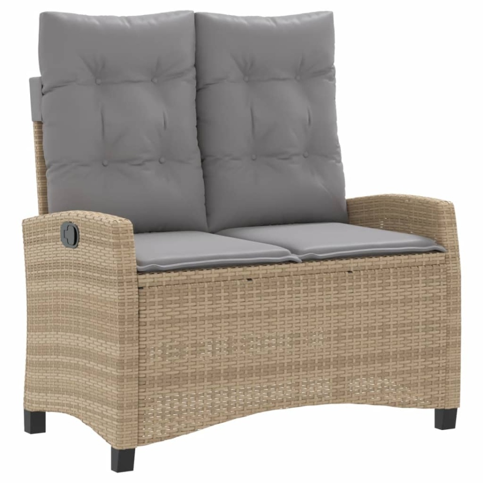 Set mobilier de grădină, 2 piese, cu perne, bej, poliratan - 2 | YEO