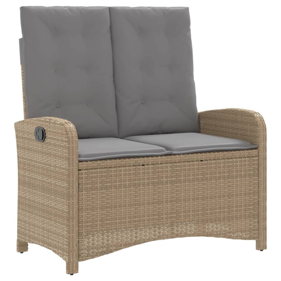 Set mobilier de grădină, 2 piese, cu perne, bej, poliratan - 3 | YEO