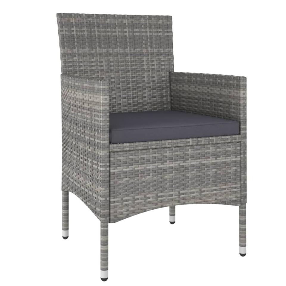 Set mobilier de grădină, 3 piese, gri, poliratan și sticlă - 2 | YEO