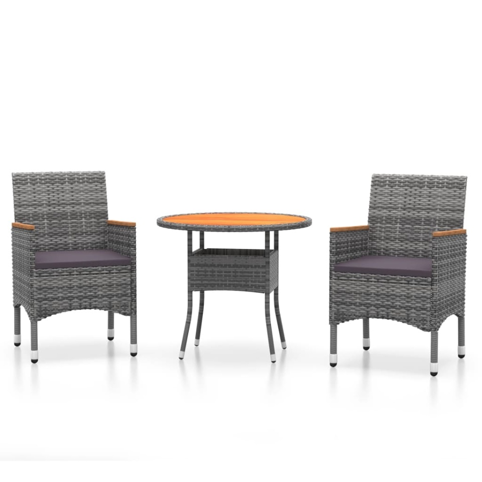 Set mobilier de grădină, 3 piese, gri, poliratan - 1 | YEO