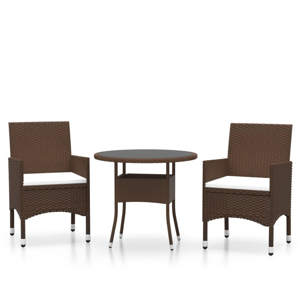 Set mobilier de grădină, 3 piese, maro, poliratan - 1 | YEO